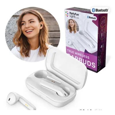 Bluetooth True Wireless Earbuds with Charging Case - White