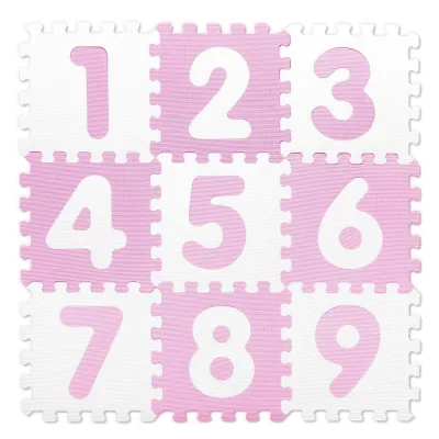 Sunta Antibacterial EVA Foam Puzzle Numbers Baby Play mat - Pink