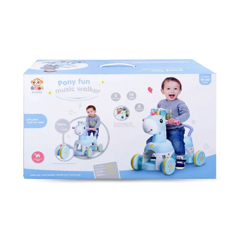 Lazarid Pony Fun Music Walker Horse with Wheels & Music