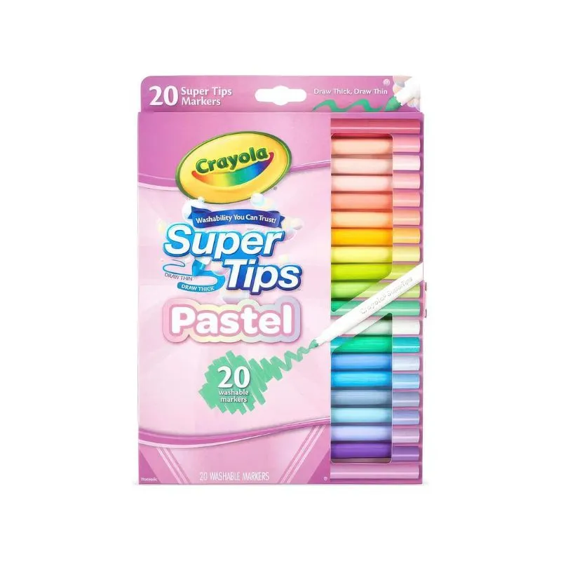 Crayola Washable Super Tips Pastel Markers 20 Count