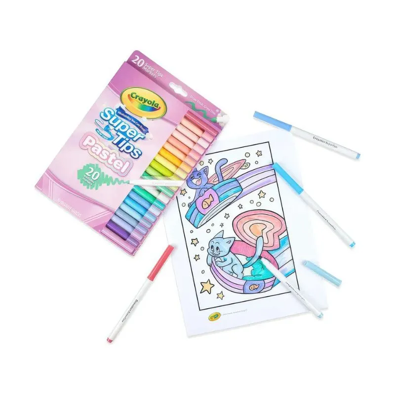 Crayola Washable Super Tips Pastel Markers 20 Count