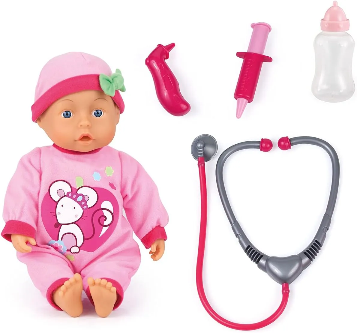 Bayer Design Dolls Doctor Set Doll With 24 Baby Sounds 33cm