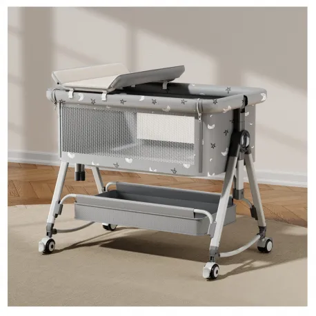 Lazarid 5-in-1 Folding Crib Gray