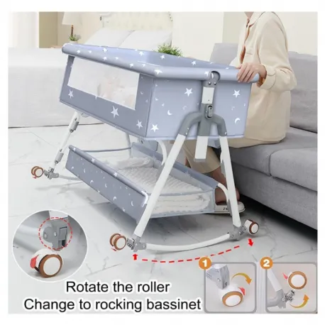 Lazarid 5-in-1 Folding Crib Gray