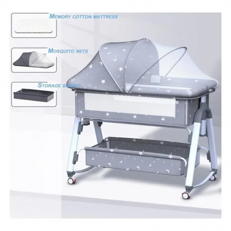 Lazarid 5-in-1 Folding Crib Gray