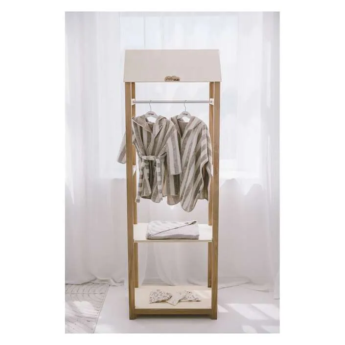 Bubaba by FreeON Bathrobe Beige Stripes