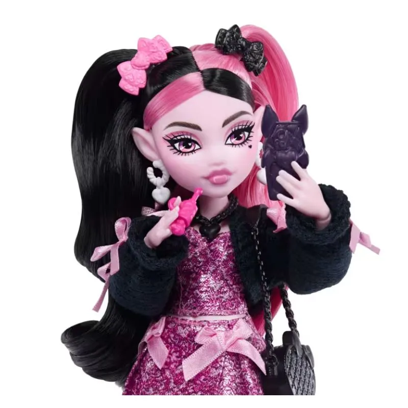 Monster High Draculaura Fashion Doll in Bow Dress With Pet Bat Count Fabulous And 7 Accessories