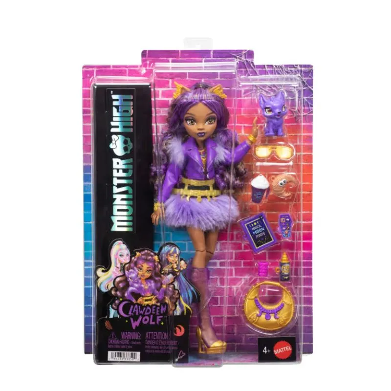 Monster High Clawdeen Wolf Fashion Doll in Furry Skirt With Pet Crescent And 7 Accessories