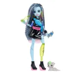 Monster High Frankie Stein Fashion Doll in Black Pleather Skirt With Pet Watzie And 7 Accessories