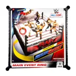 WWE Superstar Ring With Labels For Main EVent & Raw, Spring-Loaded With Elastic Ring Ropes