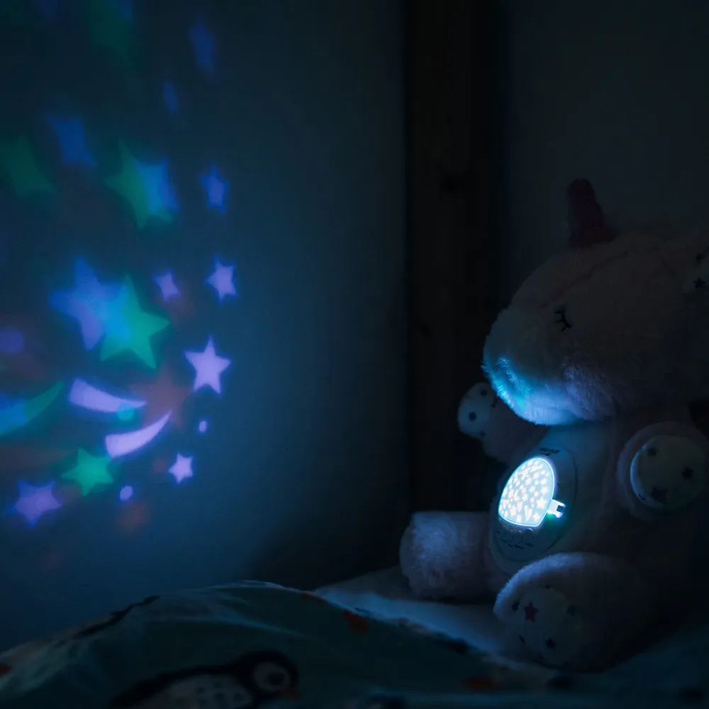FreeOn Free2Play Soothing plush Unicorn with moving head, music and star projector