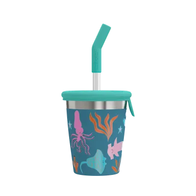 Kids Straw Cup 0.35 L Blue World