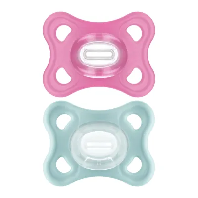 MAM Comfort – One Piece Silicone Soother (3-12) Cherry Blossom/Greygreen