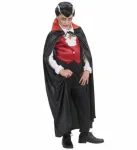 BLACK CAPE WITH RED SATIN COLLAR