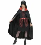BLACK CAPE WITH RED SATIN COLLAR