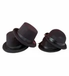 FLOCKED TOP HAT & BOWLER HAT