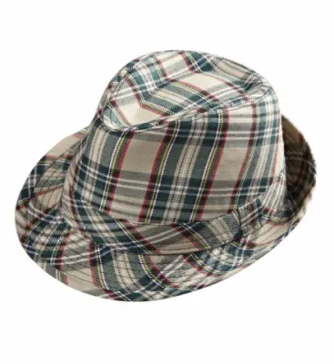 BEIGE TARTAN FEDORA