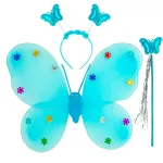 BUTTERFLY SET AZURE - wings, headpiece, magic wand