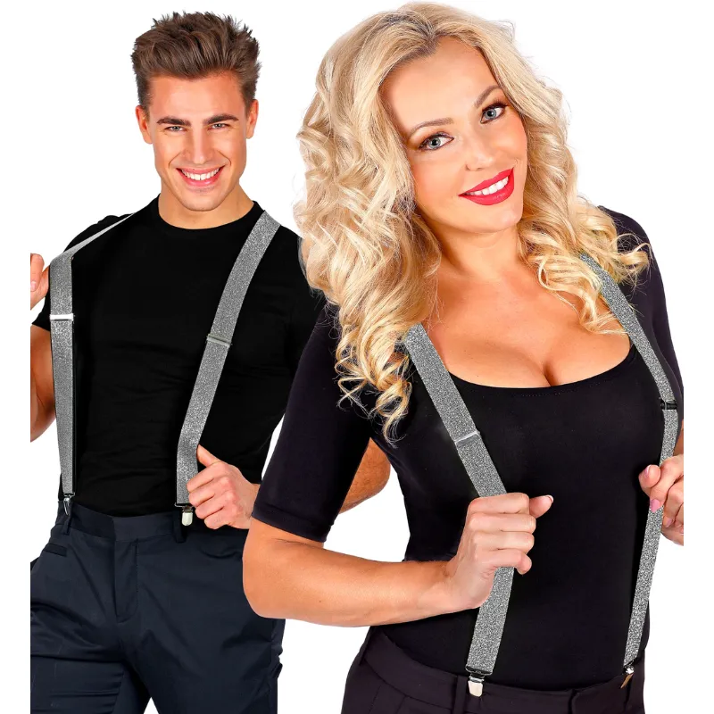 Braces Silver Lurex - extra long up to 115-120 cm