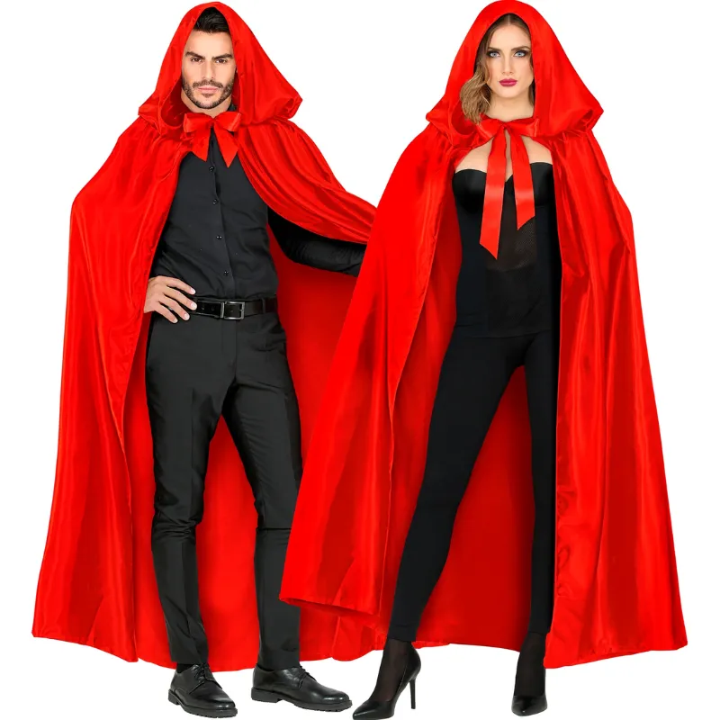 Cape Red Satin Hooded  145cm