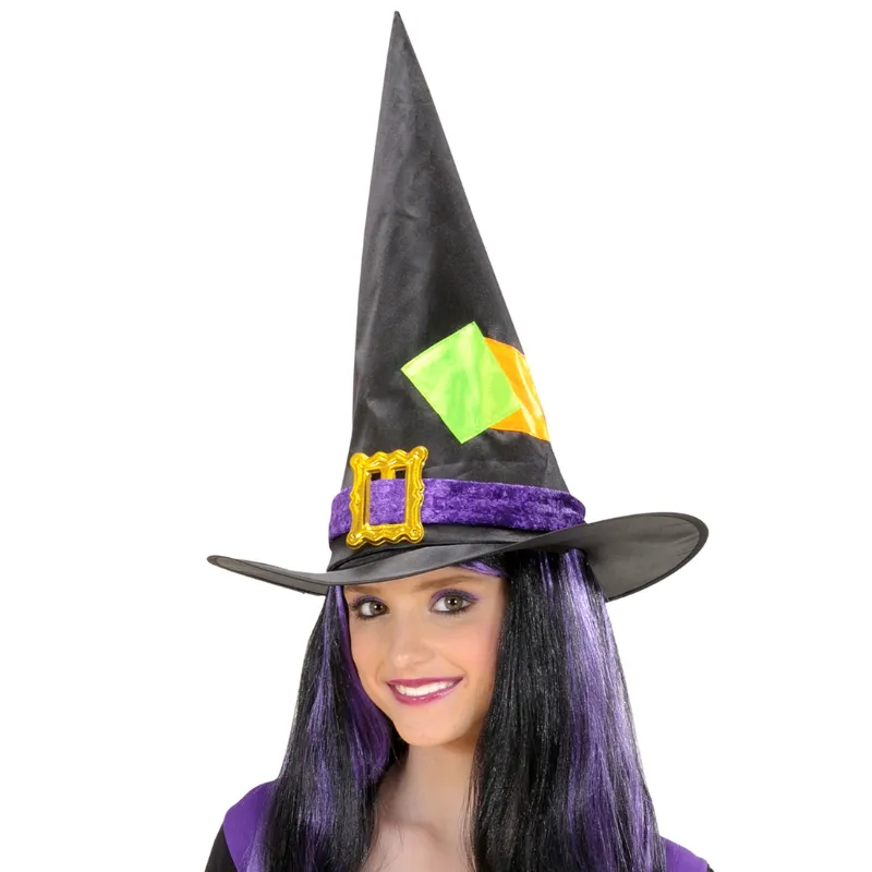 Witch Hat With Patches - Satin & Velvet
