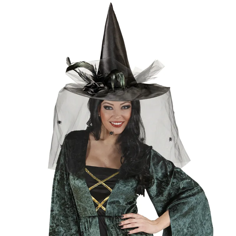 Witch Hats With Tulle, Flower & Feathers