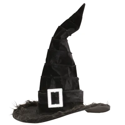 Witch Velvet Hat With Plush Trim & amp Buckle