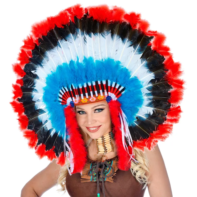 Indian Deluxe Headdress With Marabou