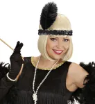 BLACK SEQUIN HEADBAND WITH BLACK FEATHER