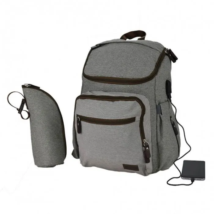 Mama bag with USB Pure Grey