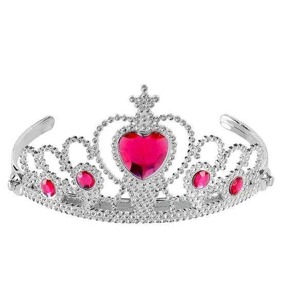 Silver Tiara with Pink Gems