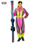 Neon Pink - Yellow Animalier Leopard Ski Suit
