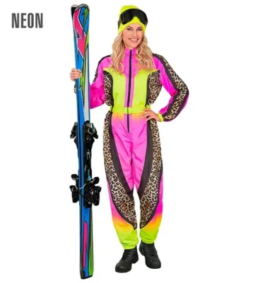 Neon Pink - Yellow Animalier Leopard Ski Suit
