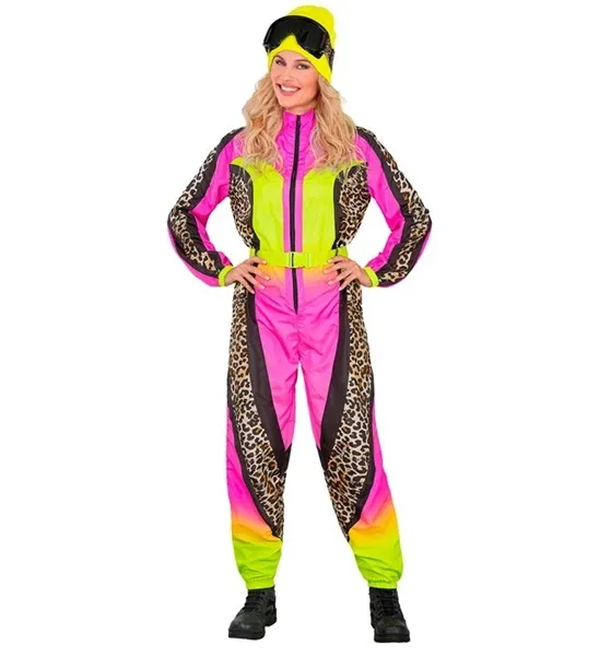 Neon Pink - Yellow Animalier Leopard Ski Suit