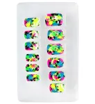 Set of 12 Self Adhesive Neon Patchwork Nails