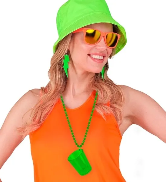 Neon Green Shot Glass Necklace