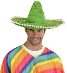 Green Sombrero with Poms Poms