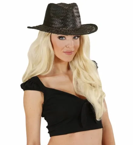 BLACK STRAW COWBOY HAT