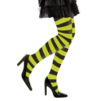 GREEN/BLACK STRIPED PANTYHOSE