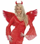 RED FEATHERED WINGS WITH GOLD GLITTER