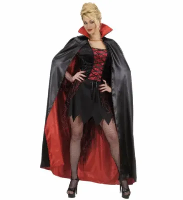 BLACK-RED LINED SATIN CAPE