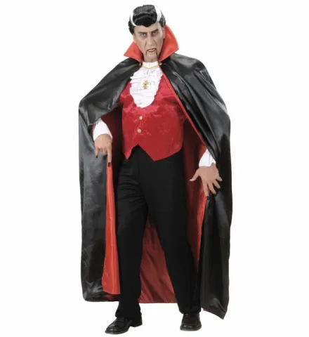 BLACK-RED LINED SATIN CAPE