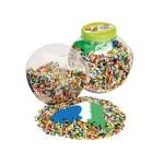 Beads and pegboards in tub