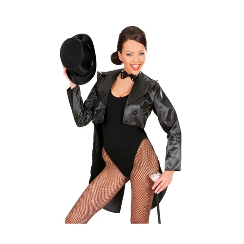 Women's Black Satin Tailcoat