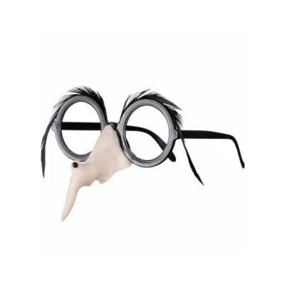Glasses with Witch Nose & Black Feather Eye Brows