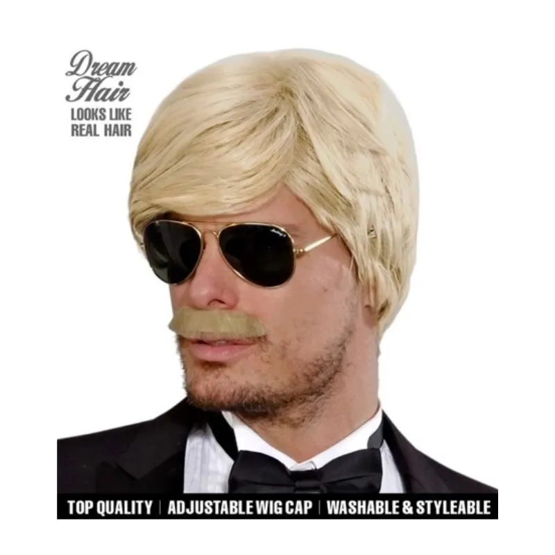 BLONDE PLAYBOY DREAM HAIR WIG & MOUSTACHE