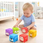 Soft Building Blocks - Rubber Animal Toys, Educational, Colorful, Set of 6