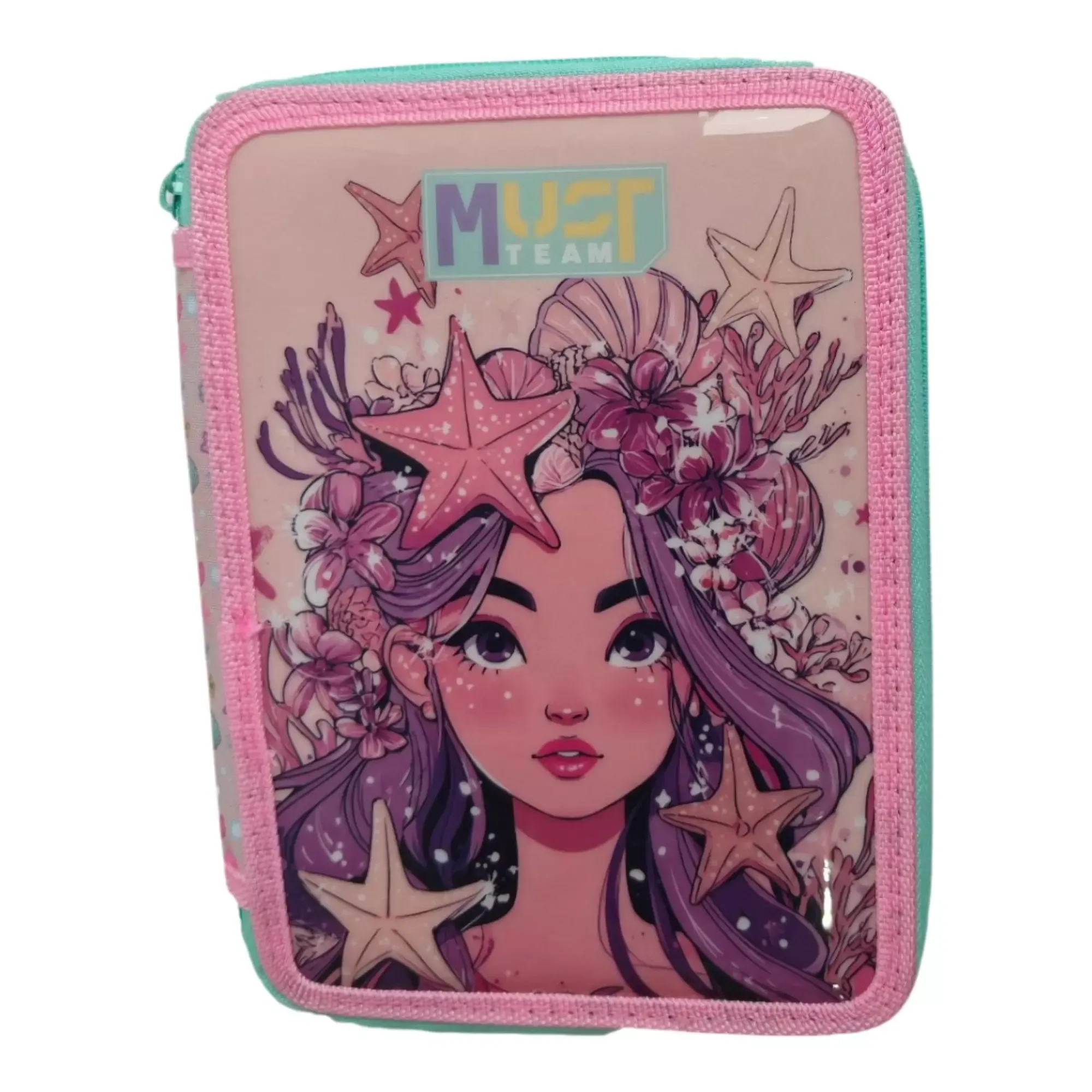 School Pencil Case Double Filled Must Team Pink Unicorn