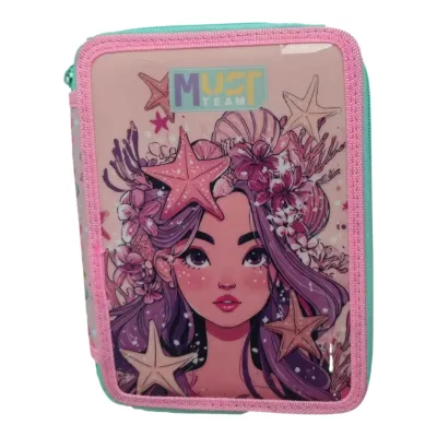 School Pencil Case Double Filled Must Team Pink Unicorn