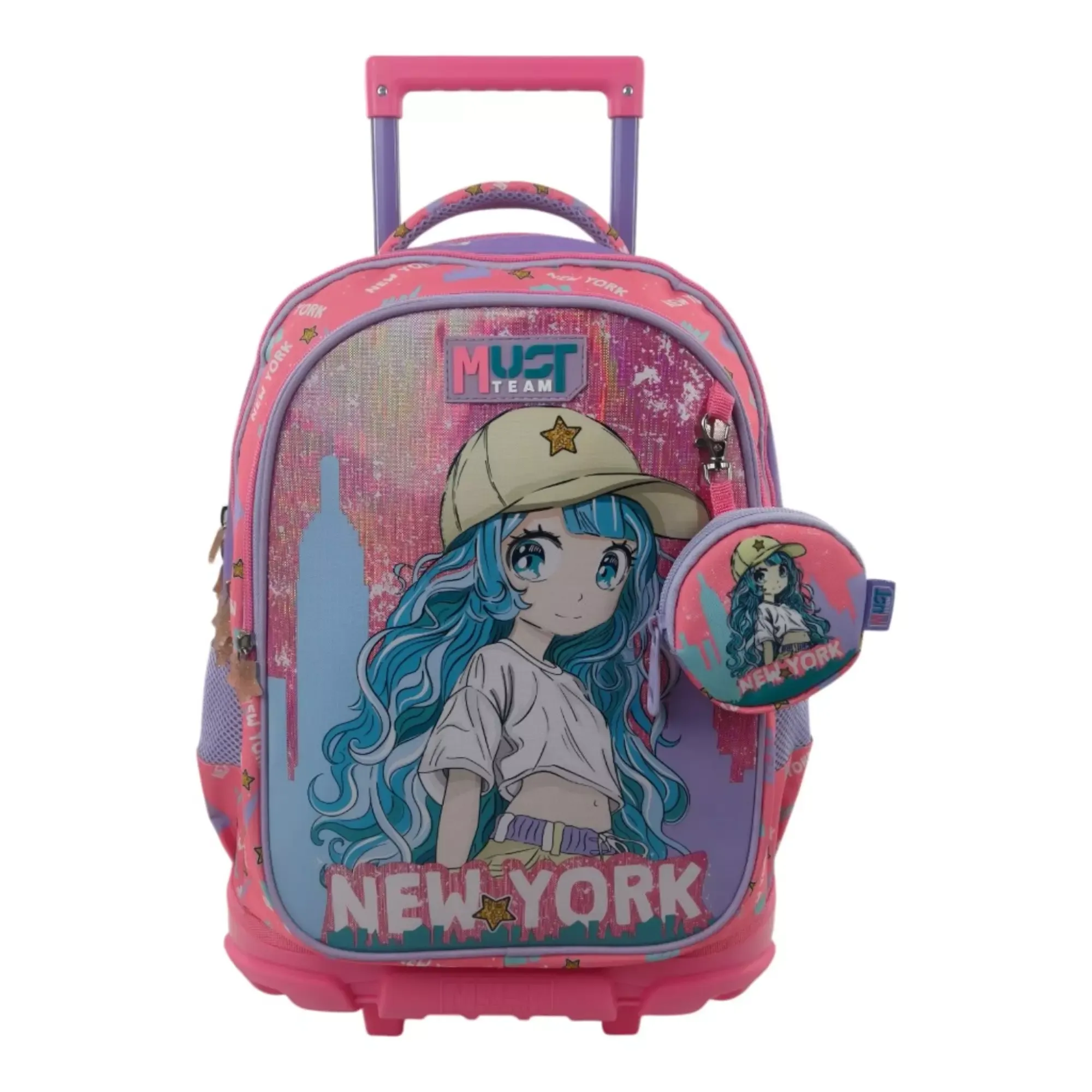School Trolley Bag Elementary Must Team Blue Hair Girl 3 Compartments